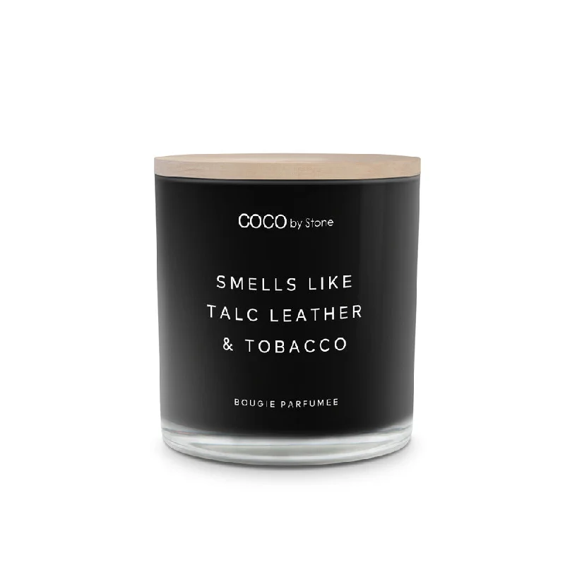 Classic Christmas gift candles with traditional scents-11oz Smells Like Talc Leather & Tobacco Candle