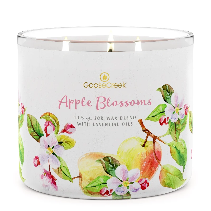 Eco-friendly Christmas gift candles with reusable containers-Apple Blossoms Large 3-Wick Candle