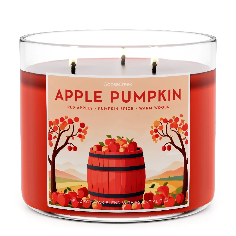 Christmas gift candles with holiday-themed designs-Apple Pumpkin 3-Wick Candle