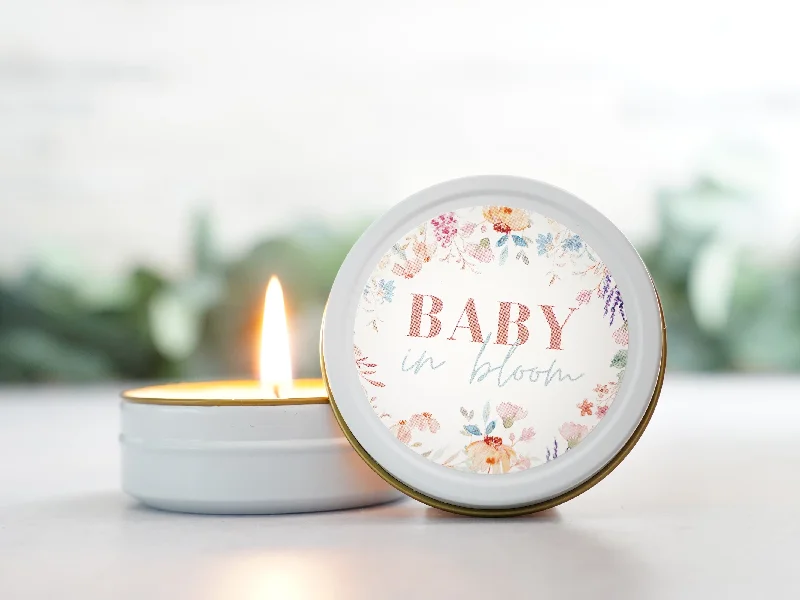 Scented candles for Christmas holiday parties-Baby in Bloom - Wildflower Candle Tin Favor