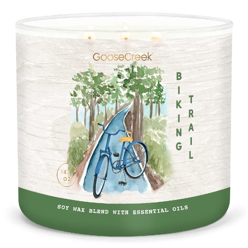 Christmas gift candles with rustic holiday designs-Biking Trail 3-Wick Candle