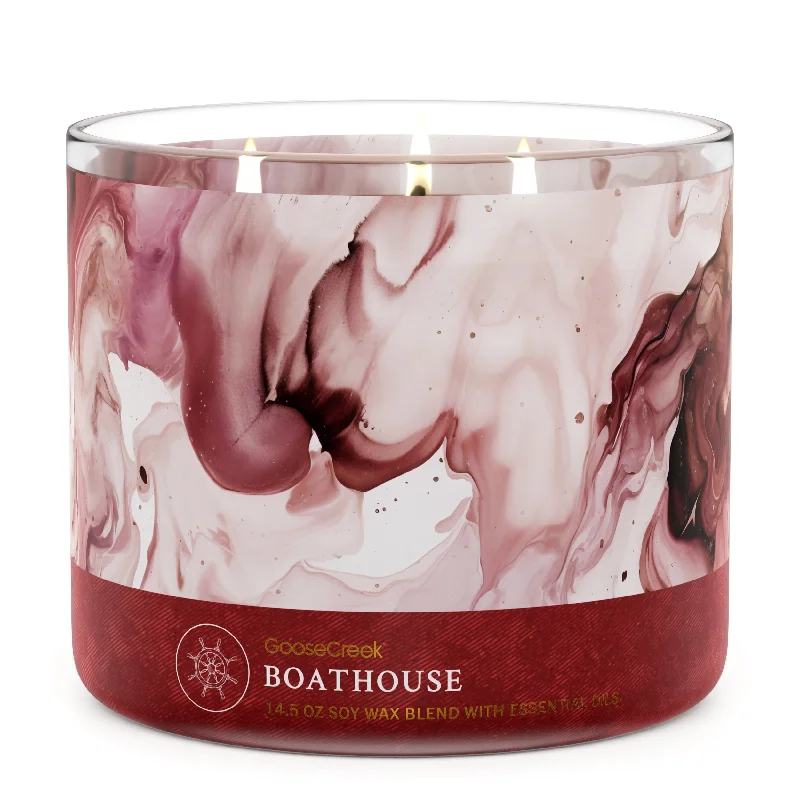 Christmas gift candles in festive holiday scents-Boathouse 3-Wick Candle