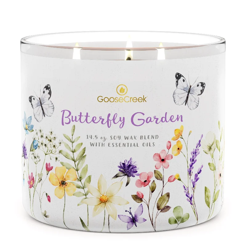 Charming Christmas gift candles for home and office-Butterfly Garden 3-Wick Candle