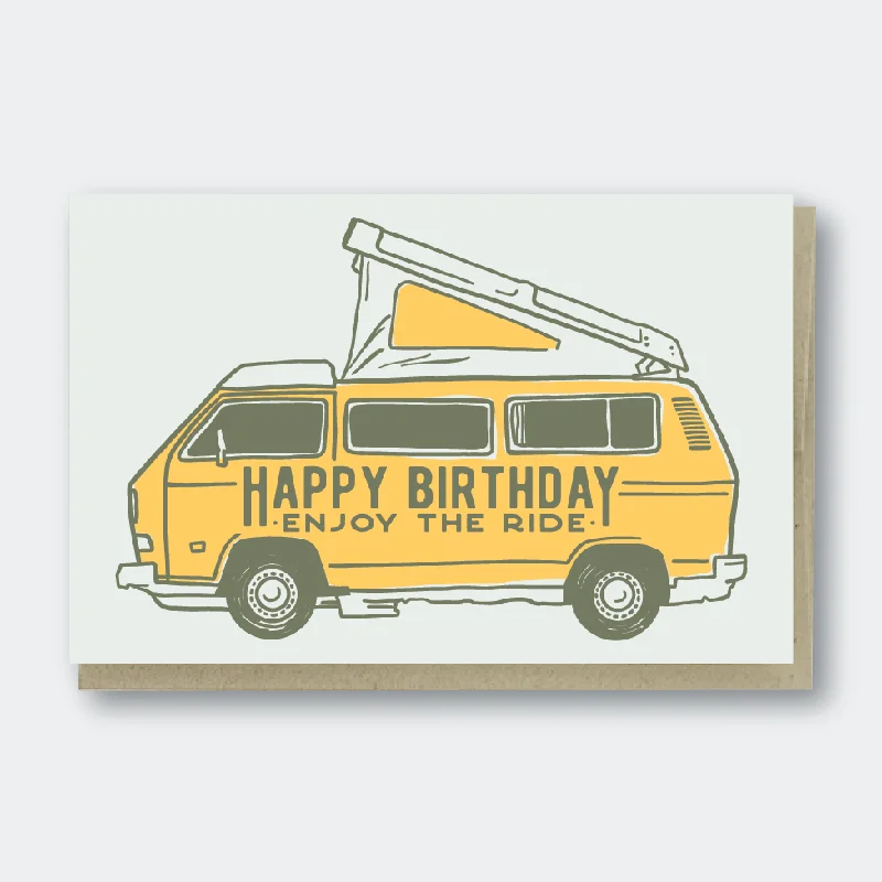 Eco-friendly organic cotton blanket series-Camper Van Birthday Greeting Card