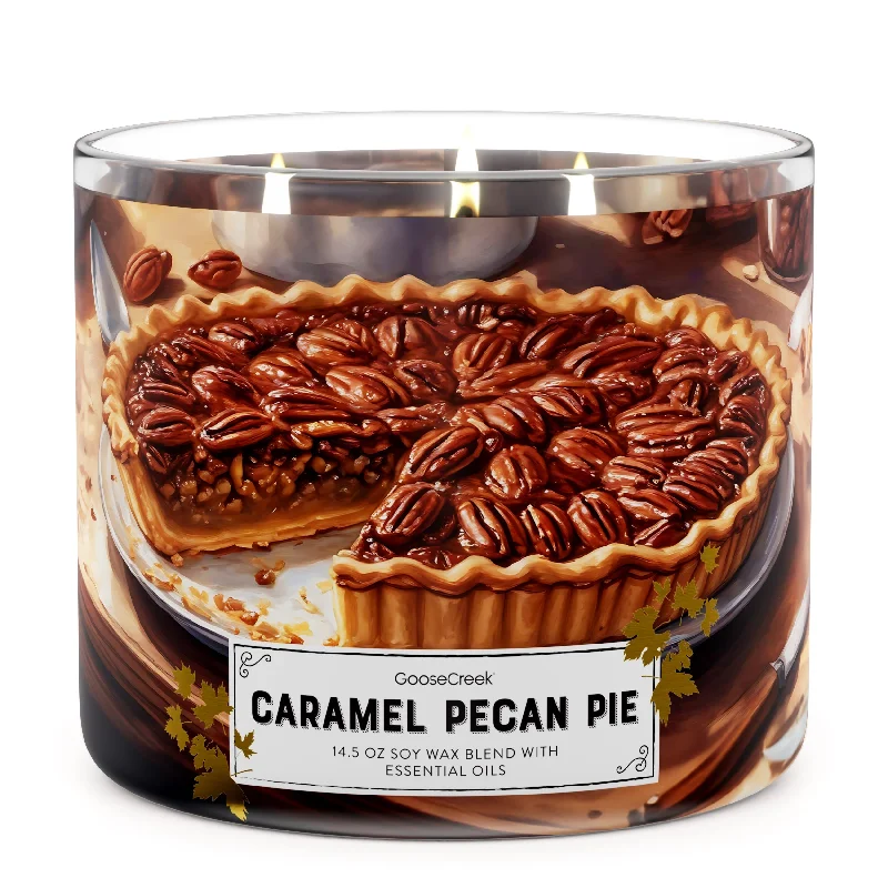 Christmas gift candles with wood wicks for a crackling sound-Caramel Pecan Pie 3-Wick Candle