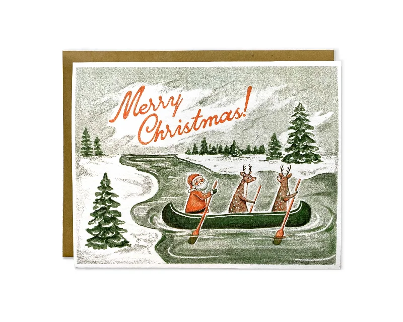 Soft throw blanket series for movie nights-Christmas Canoe Greeting Card