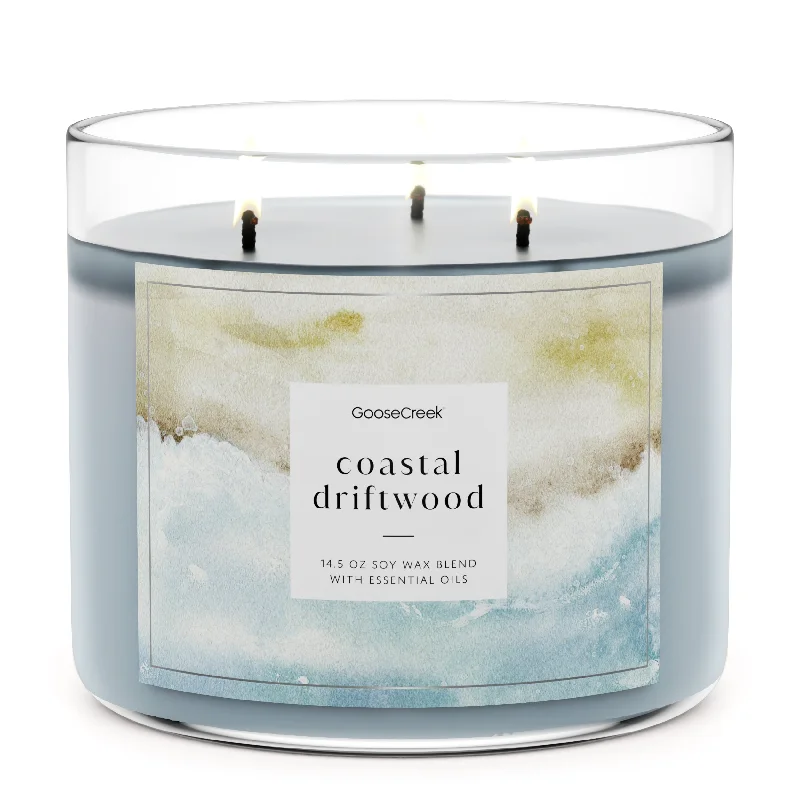 Christmas gift candles for stocking stuffers-Coastal Driftwood 3-Wick Candle