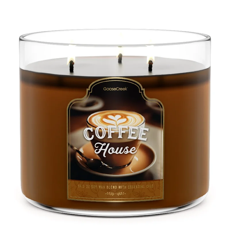 Christmas gift candles in cute packaging for easy gifting-Coffee House 3-Wick Candle