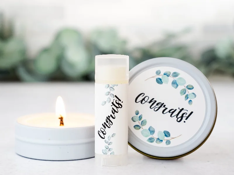 Handmade Christmas gift candles for a unique touch-Congrats Small Candle and Lip Balm Gift