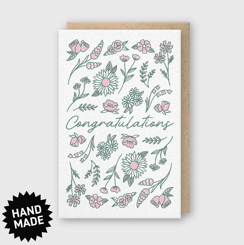 Heated electric blanket series for chilly nights-Congratulations Flowers Greeting Card