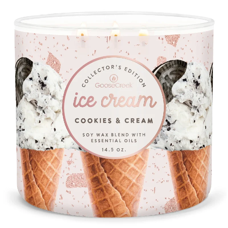 Charming Christmas gift candles for home and office-Cookie & Cream Ice Cream Large 3-Wick Candle