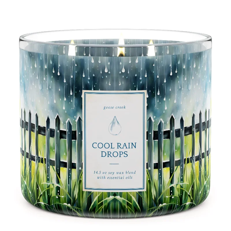 Hand-poured Christmas gift candles for a special touch-Cool Rain Drops Large 3-Wick Candle