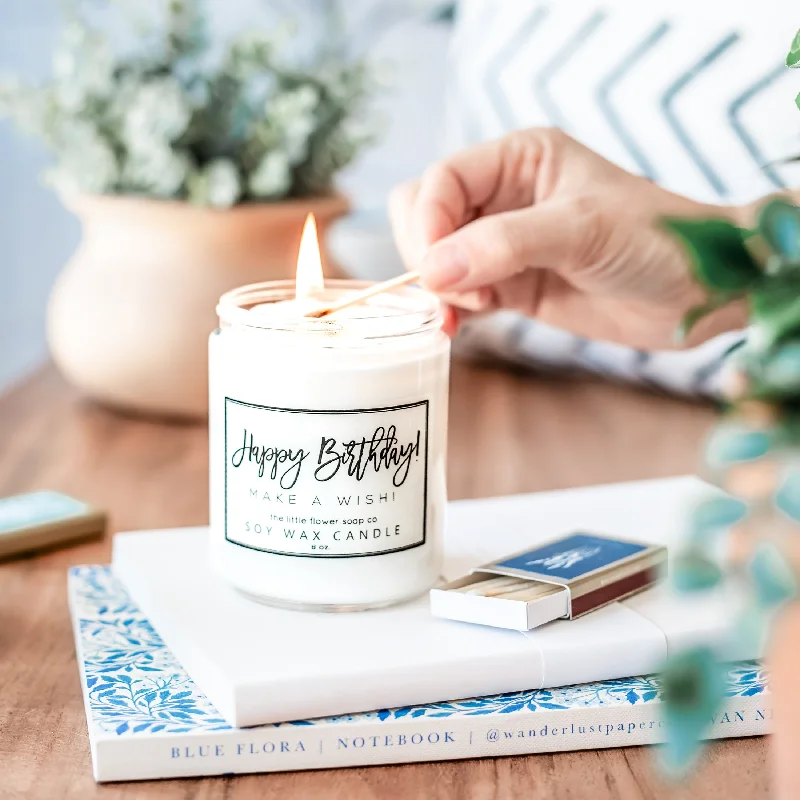 Christmas gift candles for Christmas Eve-Happy Birthday Make a Wish Candle