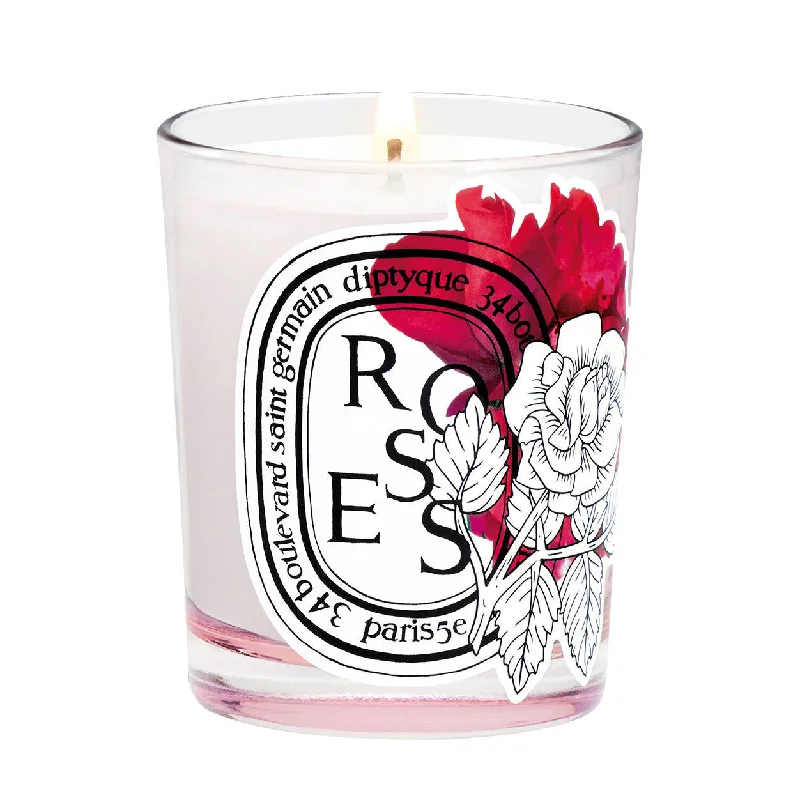 Christmas gift candles in decorative jars-Roses Candle (Limited Edition)