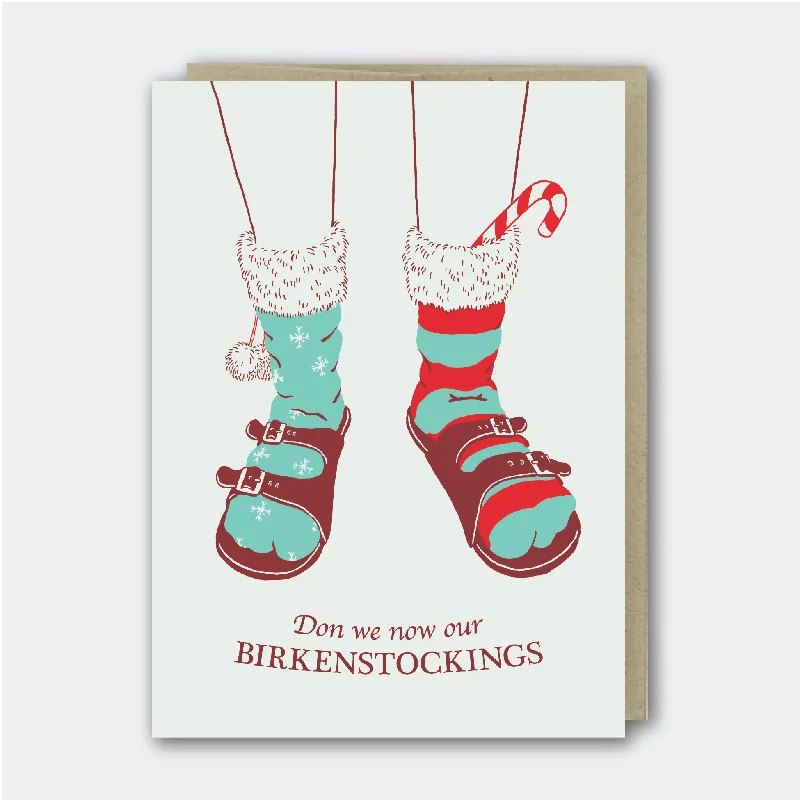 Blanket series with custom embroidery for personalized gifts-Don We Now Our Birkenstockings Greeting Card