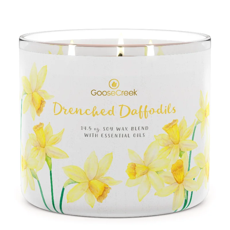 Christmas gift candles with evergreen scent-Drenched Daffodils Large 3-Wick Candle