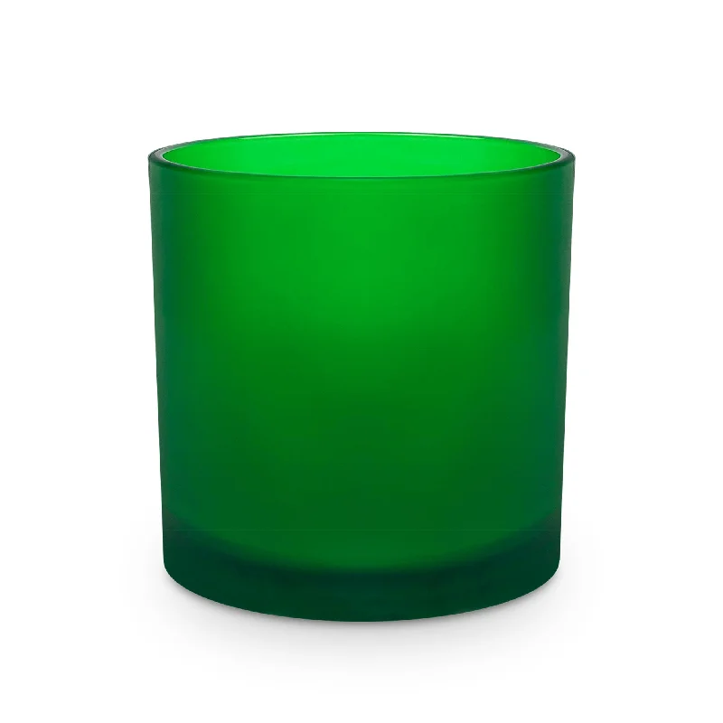 Christmas gift candles in elegant glass jars-Emerald Frost Heavy Rocks Candle Glass