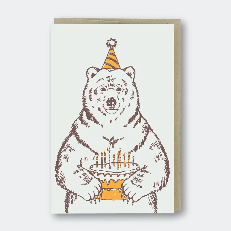 Reversible blanket series for multiple designs-Grizzly Bear Birthday Greeting Card