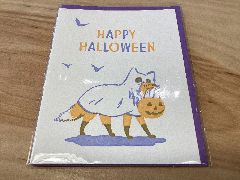 Blanket series with animal prints for cozy vibes-Happy Halloween Card