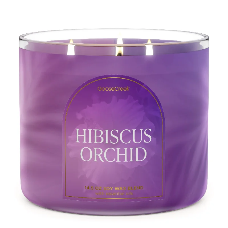 Small Christmas gift candles for secret Santa gifts-Hibiscus Orchid 3-Wick Candle