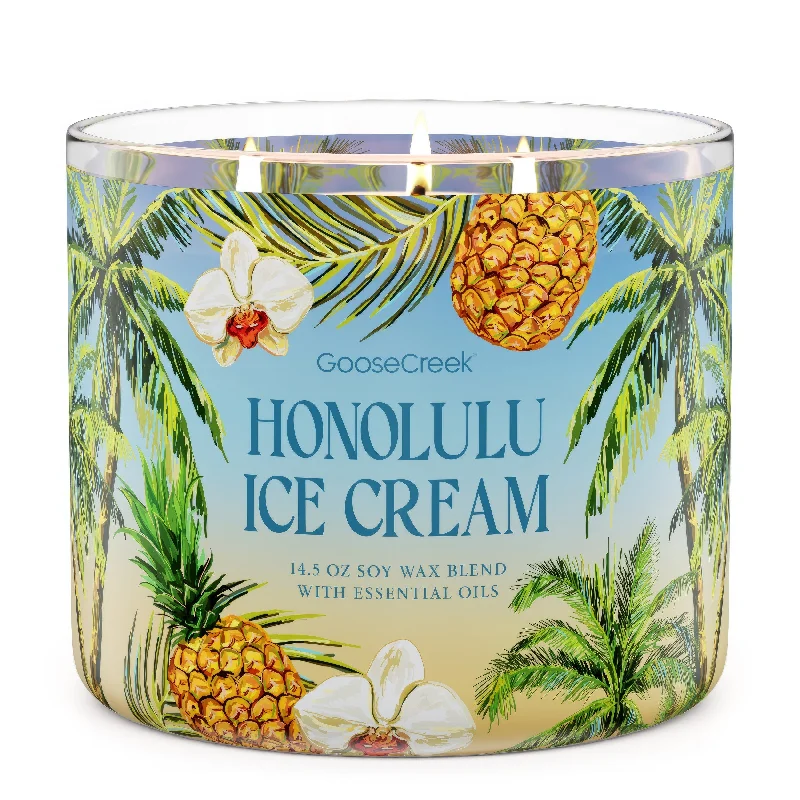 Custom Christmas gift candles for corporate gifts-Honolulu Ice Cream Large 3-Wick Candle