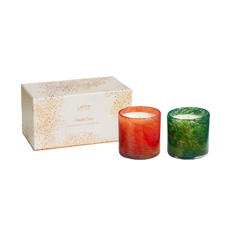 Christmas gift candles with gingerbread scent-Absinthe Plum & Woodland Spruce Candle Duo (Limited Edition)