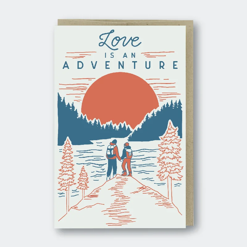 Foldable blanket series for convenient storage-Love Is An Adventure Hikers Greeting Card