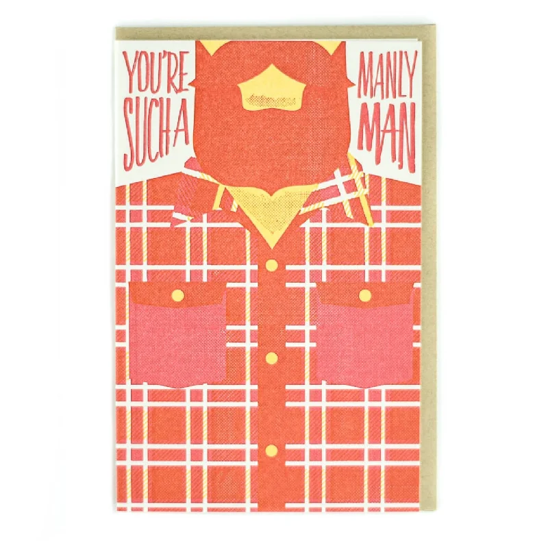 Classic plaid blanket series for timeless appeal-Manly Man Flannel Greeting Card