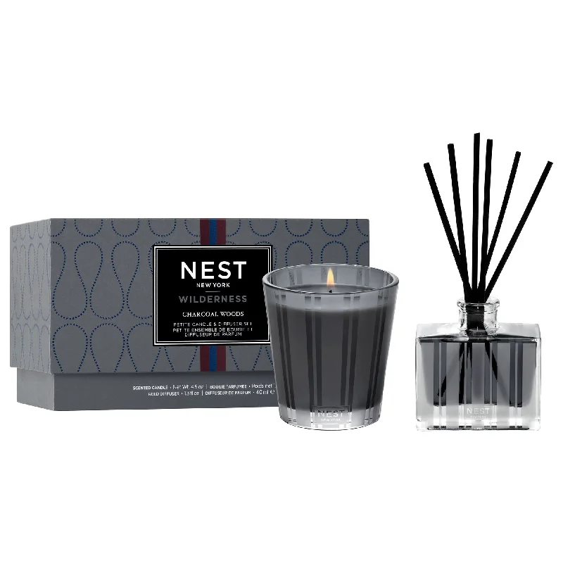 Best Christmas gift candles for home-Charcoal Woods Petite Candle & Diffuser