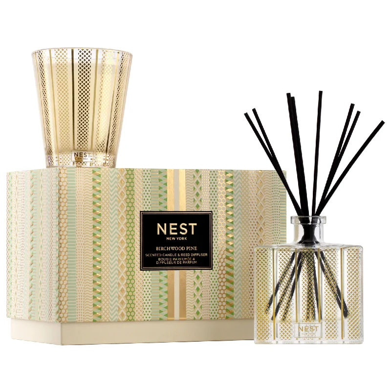 Best Christmas gift candles for home-Birchwood Pine Candle and Diffuser Set (Limited Edition)