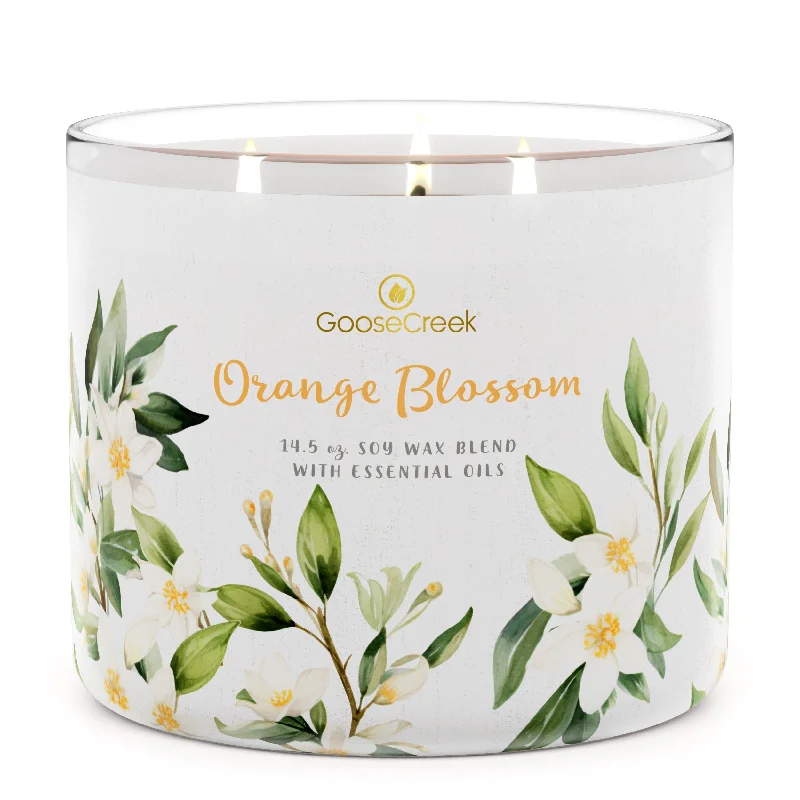 Christmas gift candles with winter spice scent-Orange Blossom Large 3-Wick Candle