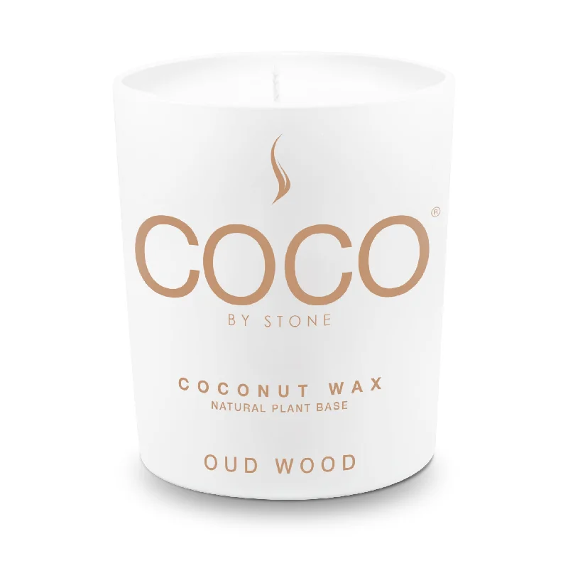 Christmas gift candles with festive scents-Oud Wood Natural Coconut Apricot Wax Candle