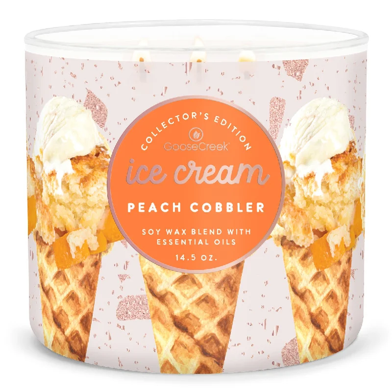 Custom Christmas gift candles for corporate gifts-Peach Cobbler Ice Cream 3-Wick Candle