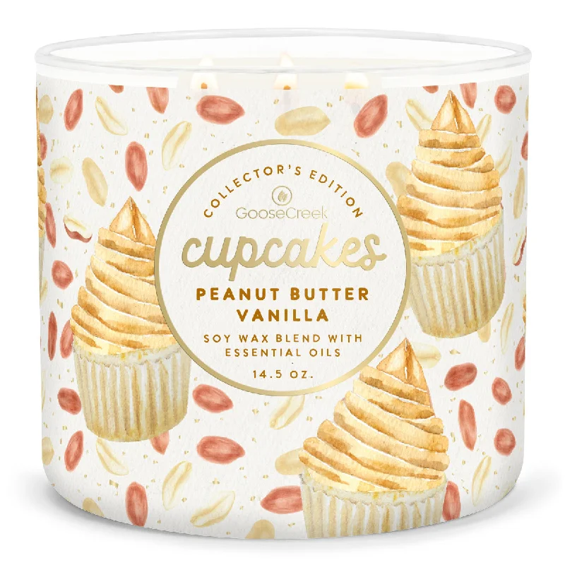 Christmas gift candles with peppermint scent-Peanut Butter Vanilla Cupcake 3-Wick Candle