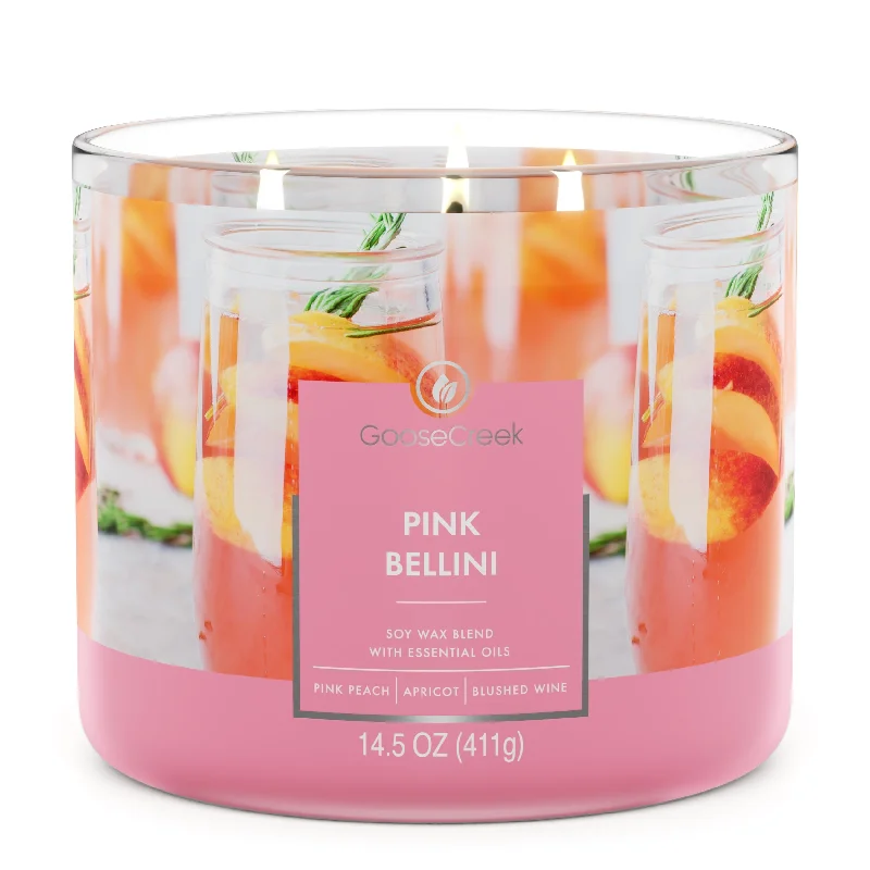 Christmas gift candles with evergreen scent-Pink Bellini Large 3-Wick Candle