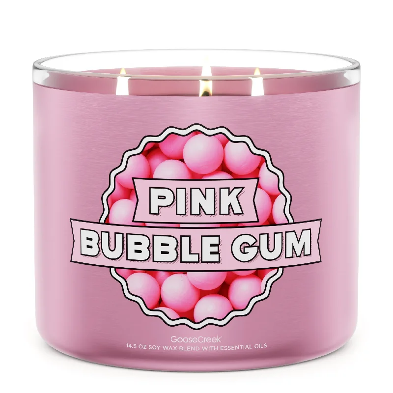 Handmade Christmas gift candles for a unique touch-Pink Bubble Gum Large 3-Wick Candle