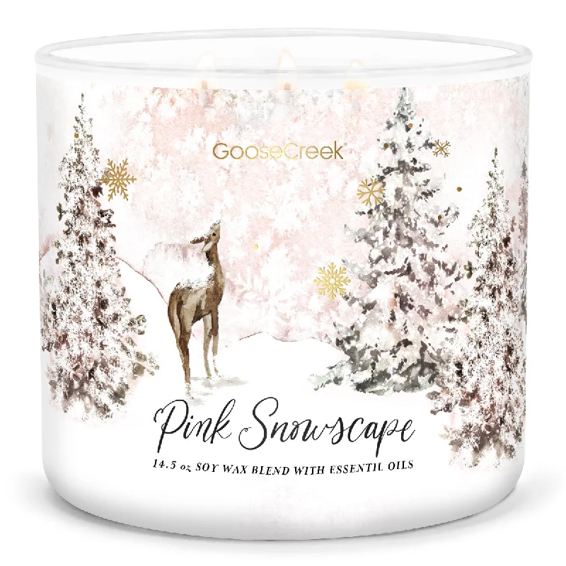 Artisan-crafted Christmas gift candles with Christmas motifs-Pink Snowscape Large 3-Wick Candle