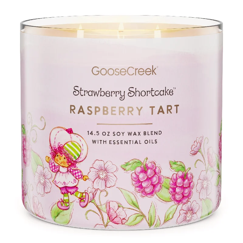 Christmas gift candles for relaxing holiday baths-Raspberry Tart 3-Wick Strawberry Shortcake Candle