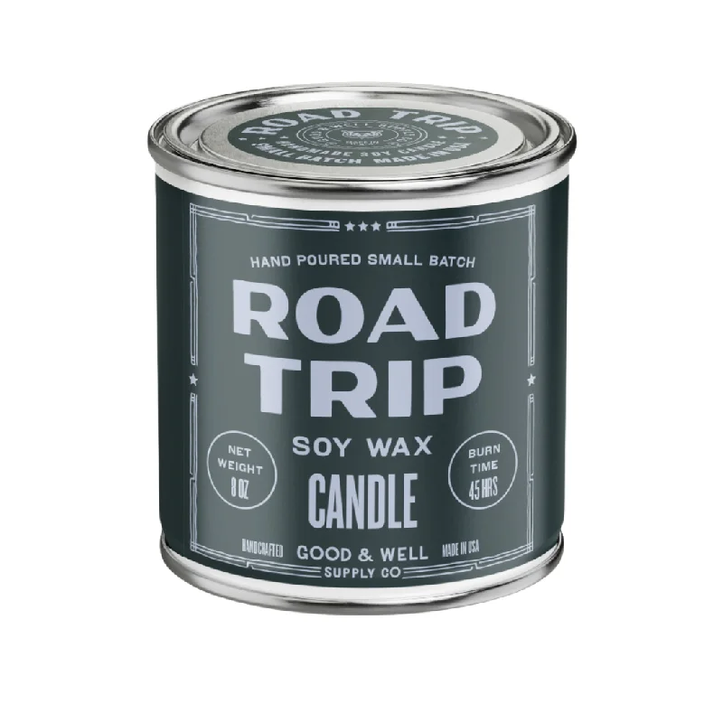 Large pillar Christmas gift candles for dramatic displays-Road Trip Happy Place Candle