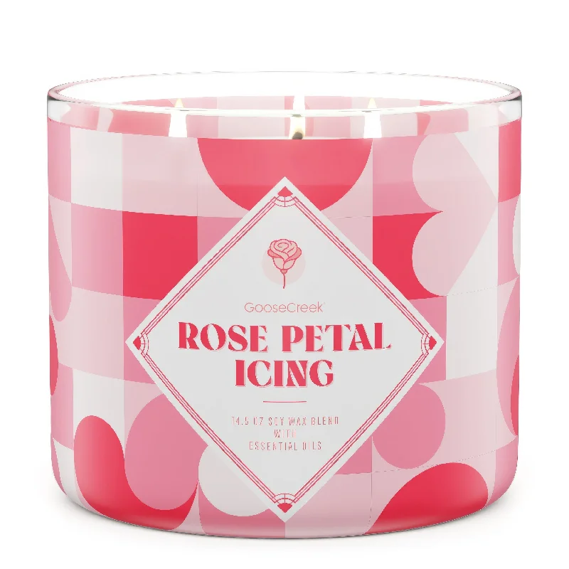 Christmas gift candles for warm and cozy nights-Rose Petal Icing Large 3-Wick Candle