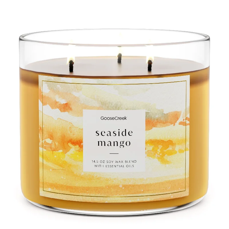 Christmas gift candles with wood wicks for a crackling sound-Seaside Mango Large 3-Wick Candle