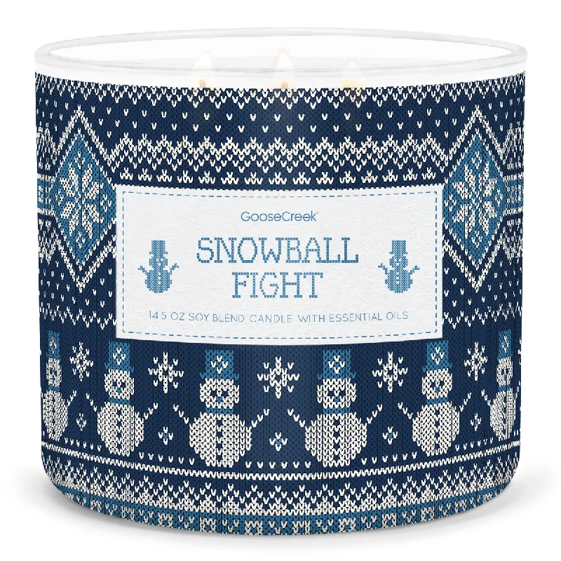 Christmas gift candles for cozy nights by the fireplace-Snowball Fight Large 3-Wick Candle