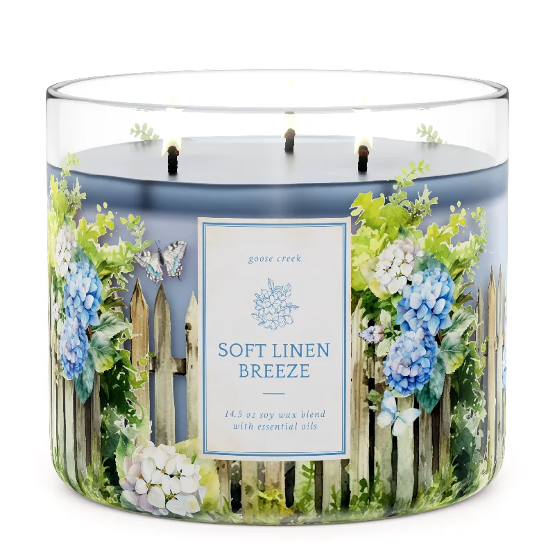 Beautiful Christmas gift candles with seasonal fragrances-Soft Linen Breeze 3-Wick Candle