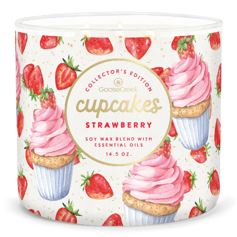 Small batch Christmas gift candles for unique gifting-Strawberry Cupcake 3-Wick Candle