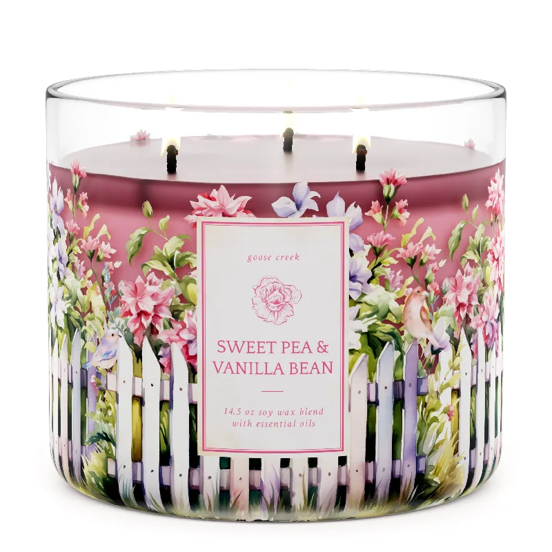 Scented Christmas gift candles for cozy vibes-Sweet Pea & Vanilla Bean Large 3-Wick Candle