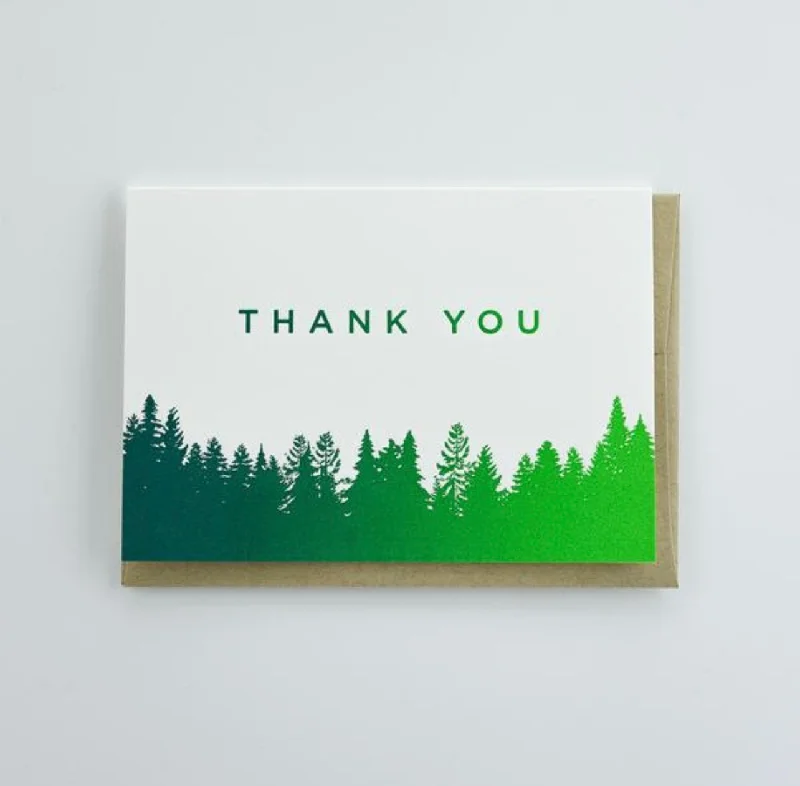 Blanket series with soothing colors for a calm atmosphere-Thank You Split Ink Trees Greeting Card