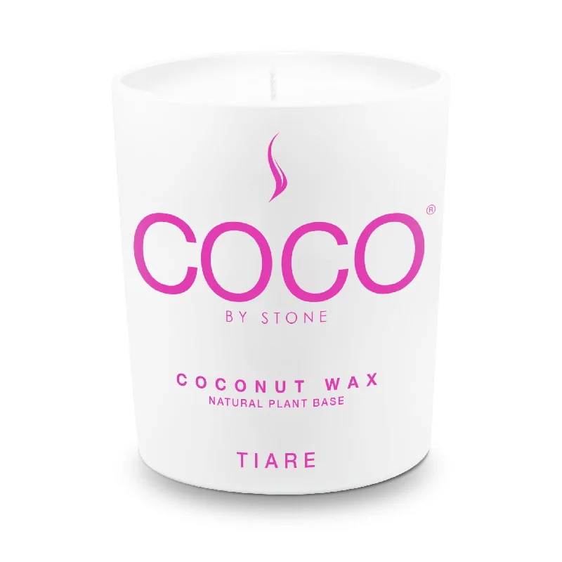 Christmas gift candles with gold and silver accents-Tiare Natural Coconut Apricot Wax Candle