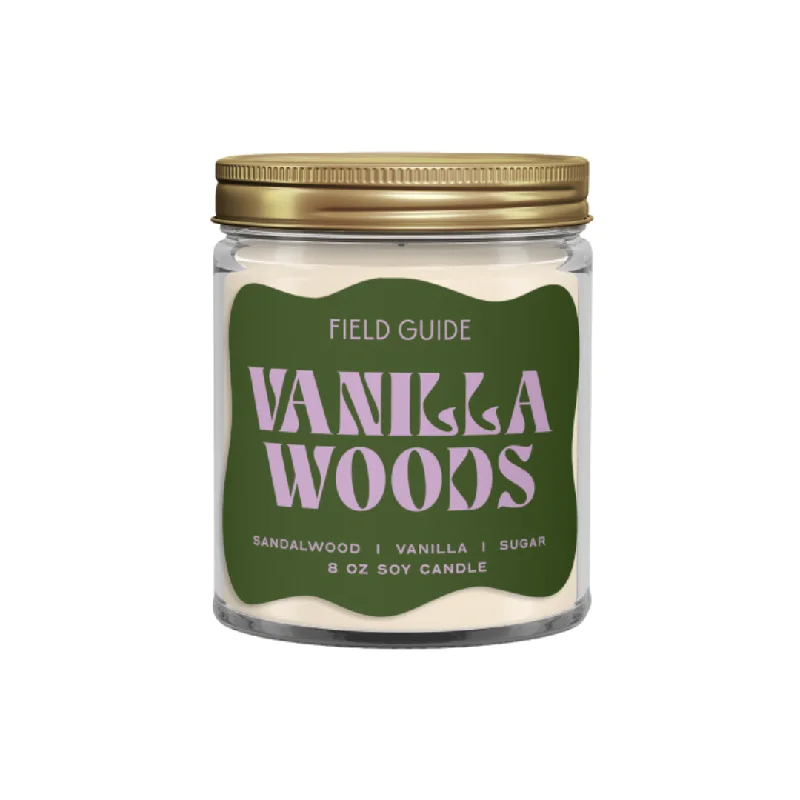 Christmas gift candles with gold and silver accents-Vanilla Woods Soy Candle