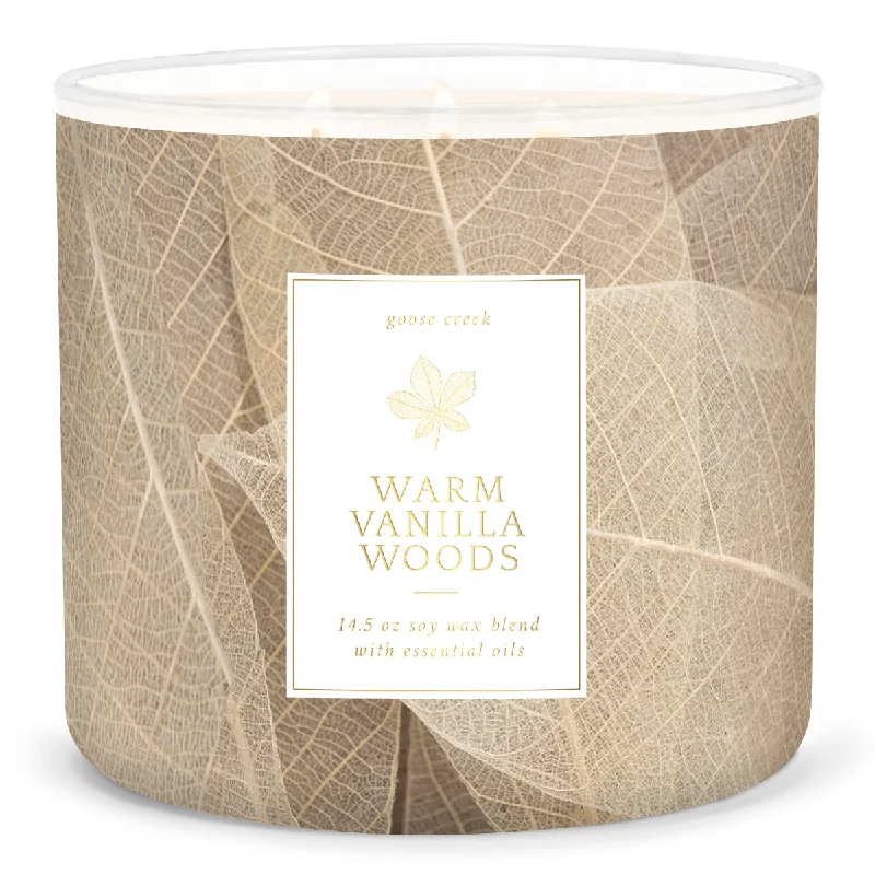 Christmas gift candles with holiday-themed designs-Warm Vanilla Woods 3-Wick Candle