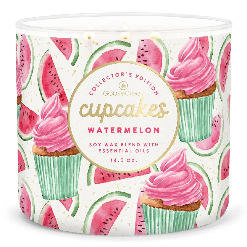 Scented candles for Christmas holiday parties-Watermelon Cupcake 3-Wick Candle